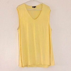 Eileen Fisher Yellow Sleeveless Tunic V-Neck Tank Top. Casual, Weekend, Office